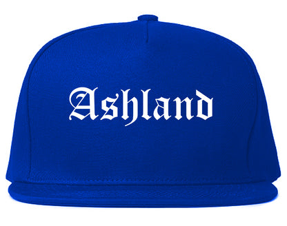 Ashland Wisconsin WI Old English Mens Snapback Hat Royal Blue