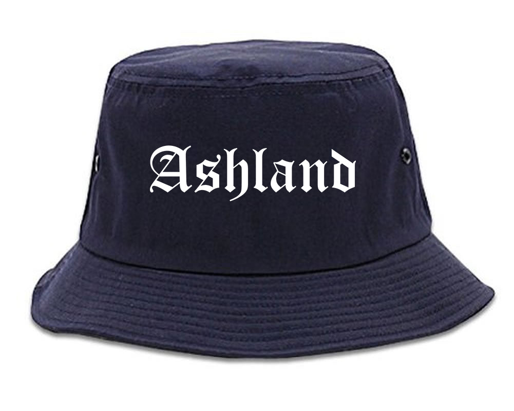 Ashland Wisconsin WI Old English Mens Bucket Hat Navy Blue