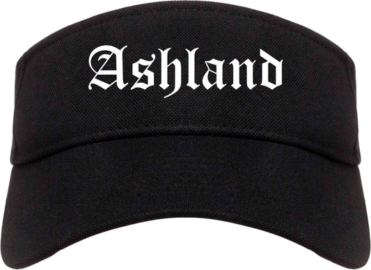 Ashland Wisconsin WI Old English Mens Visor Cap Hat Black