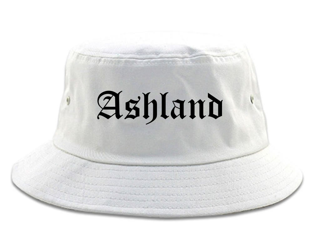 Ashland Wisconsin WI Old English Mens Bucket Hat White