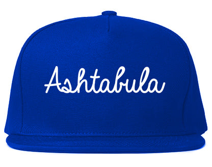 Ashtabula Ohio OH Script Mens Snapback Hat Royal Blue