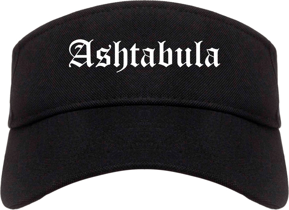 Ashtabula Ohio OH Old English Mens Visor Cap Hat Black