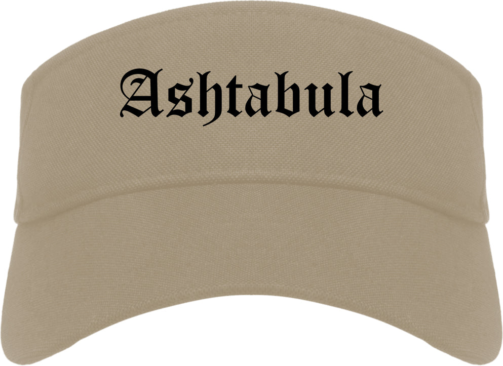 Ashtabula Ohio OH Old English Mens Visor Cap Hat Khaki