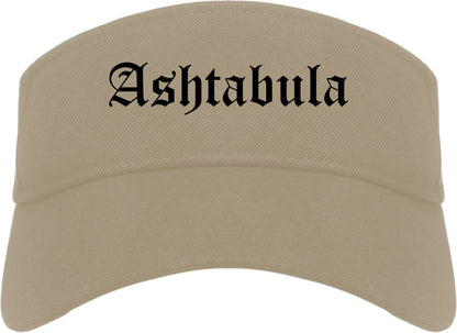 Ashtabula Ohio OH Old English Mens Visor Cap Hat Khaki