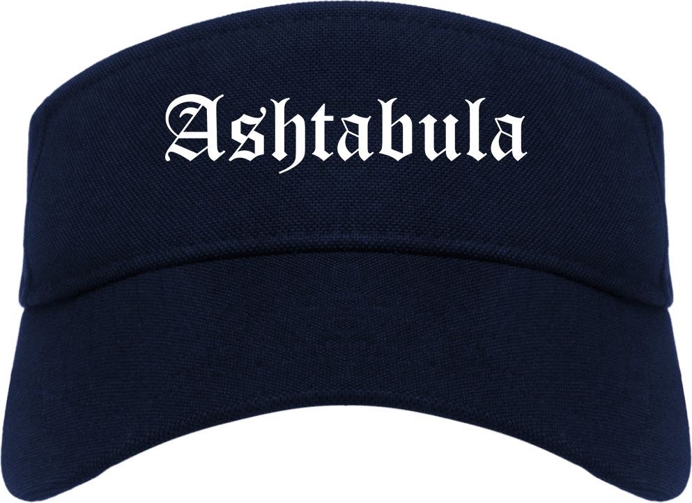 Ashtabula Ohio OH Old English Mens Visor Cap Hat Navy Blue