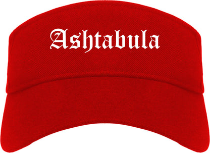 Ashtabula Ohio OH Old English Mens Visor Cap Hat Red