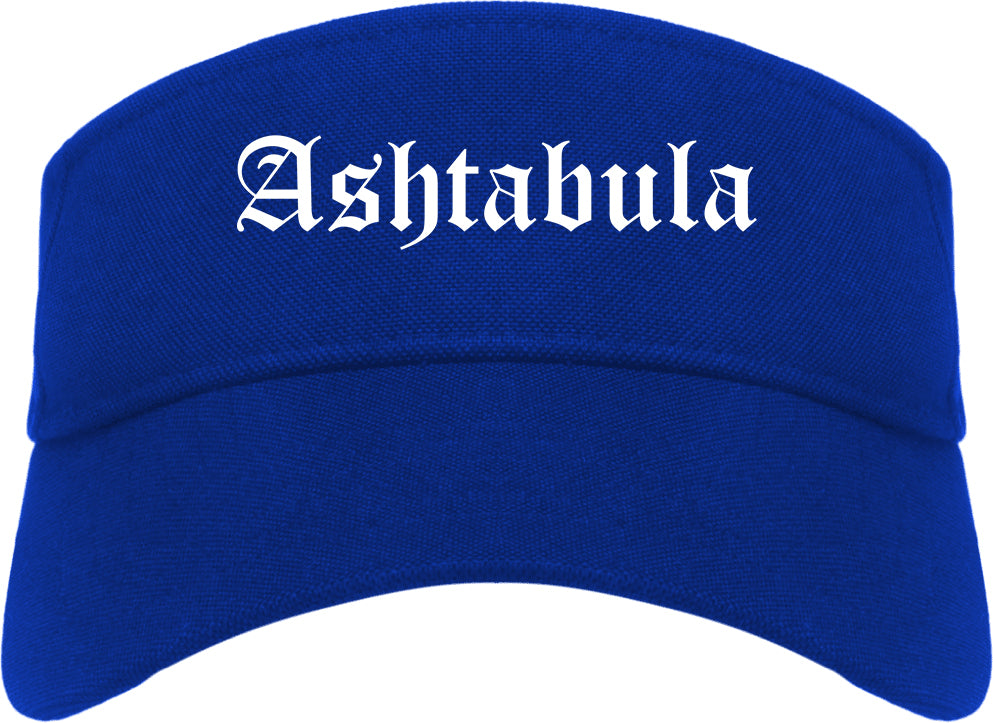 Ashtabula Ohio OH Old English Mens Visor Cap Hat Royal Blue