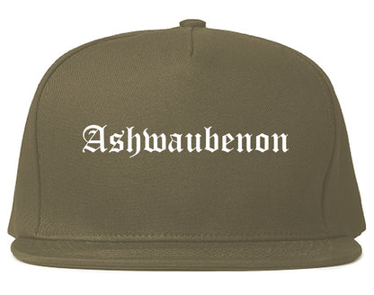 Ashwaubenon Wisconsin WI Old English Mens Snapback Hat Grey