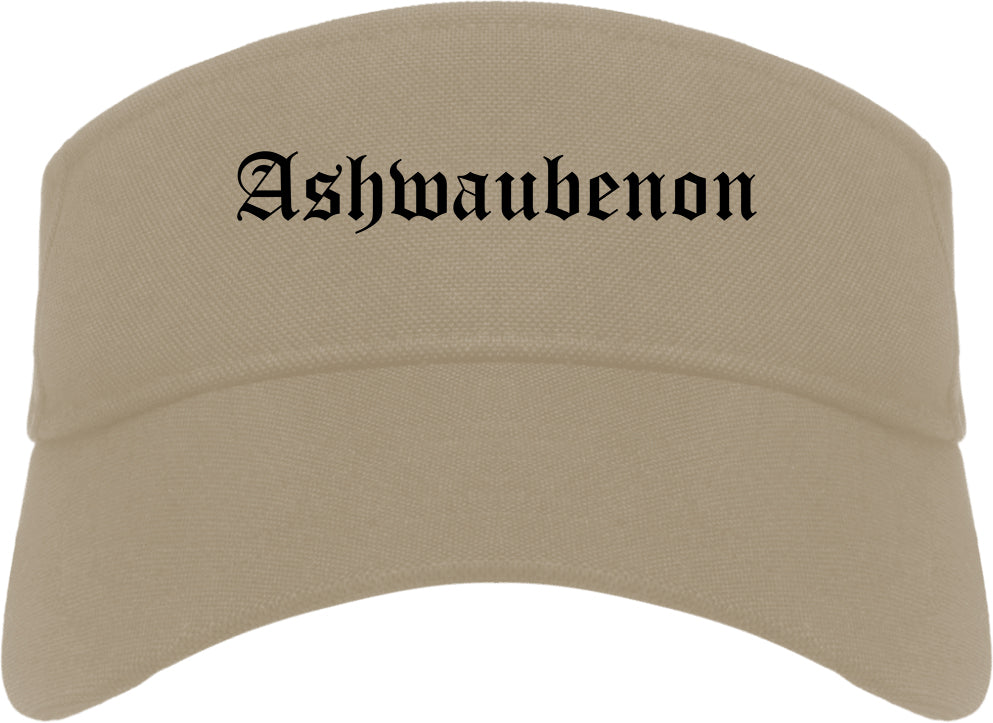 Ashwaubenon Wisconsin WI Old English Mens Visor Cap Hat Khaki