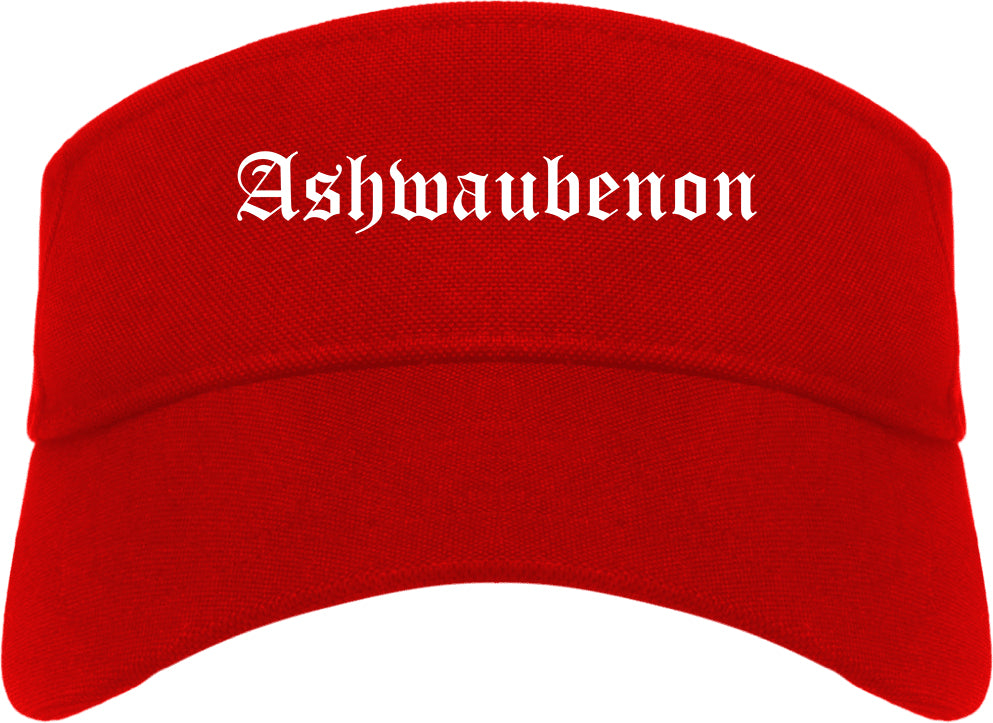 Ashwaubenon Wisconsin WI Old English Mens Visor Cap Hat Red