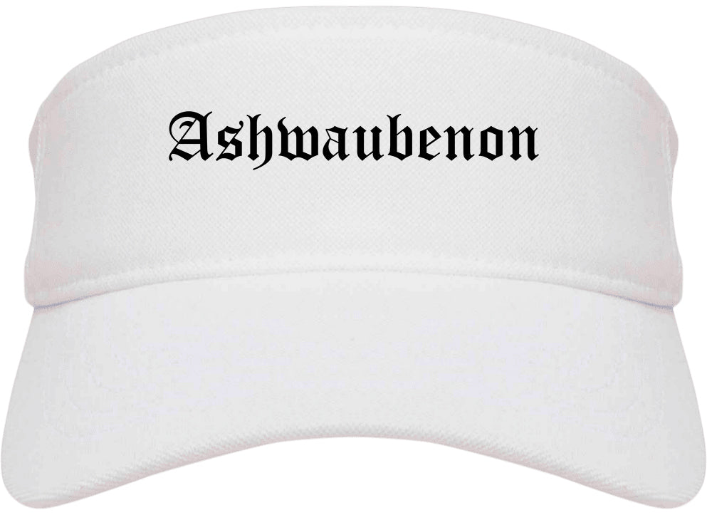 Ashwaubenon Wisconsin WI Old English Mens Visor Cap Hat White