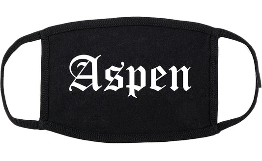 Aspen Colorado CO Old English Cotton Face Mask Black