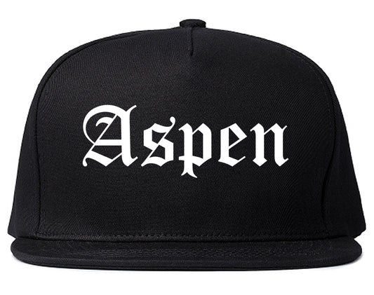 Aspen Colorado CO Old English Mens Snapback Hat Black