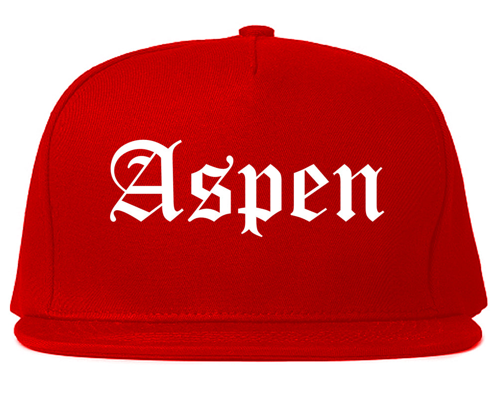 Aspen Colorado CO Old English Mens Snapback Hat Red