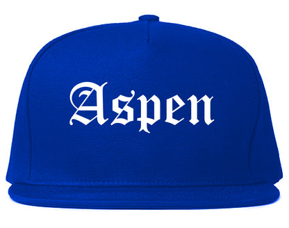 Aspen Colorado CO Old English Mens Snapback Hat Royal Blue