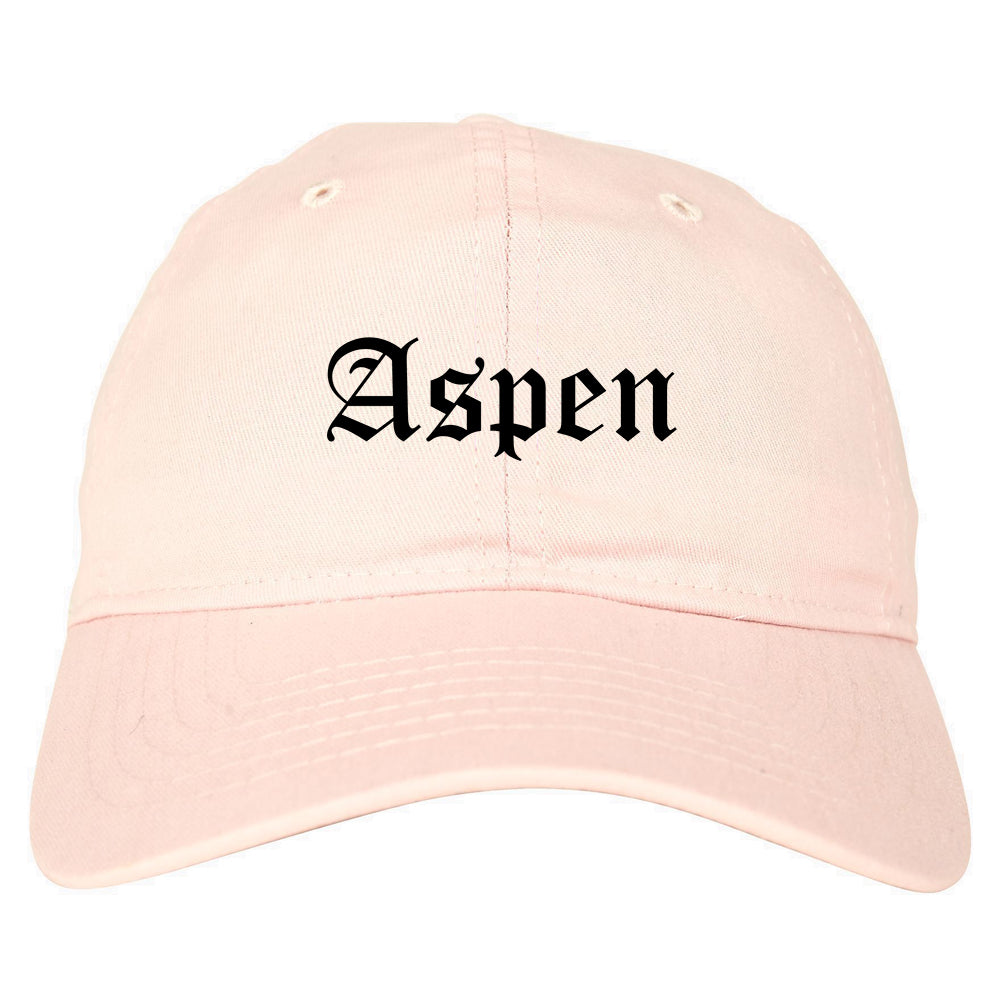 Aspen Colorado CO Old English Mens Dad Hat Baseball Cap Pink