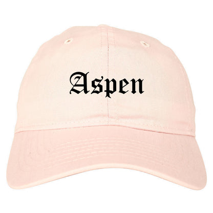 Aspen Colorado CO Old English Mens Dad Hat Baseball Cap Pink