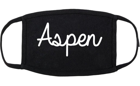 Aspen Colorado CO Script Cotton Face Mask Black