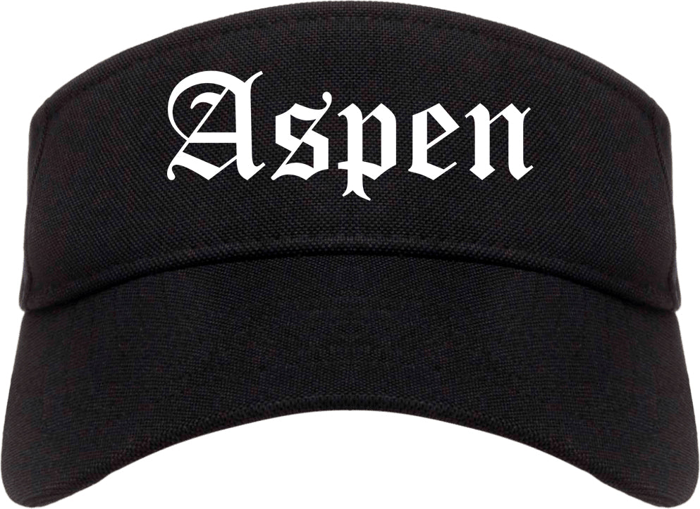 Aspen Colorado CO Old English Mens Visor Cap Hat Black