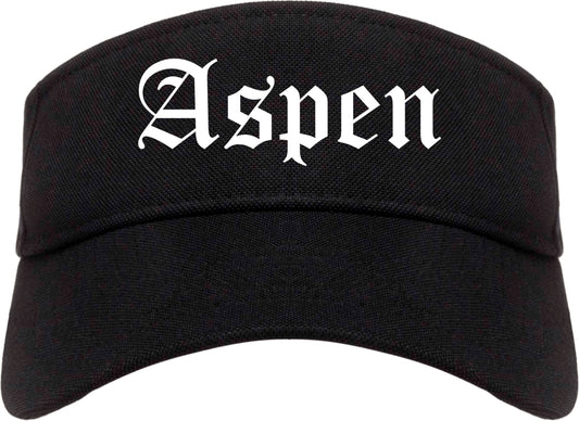 Aspen Colorado CO Old English Mens Visor Cap Hat Black