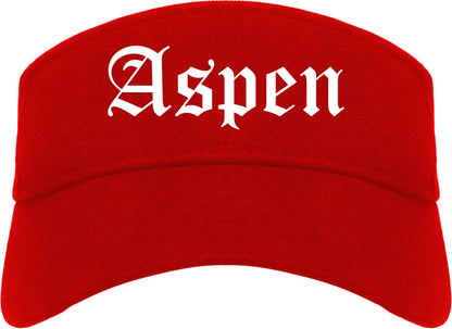 Aspen Colorado CO Old English Mens Visor Cap Hat Red
