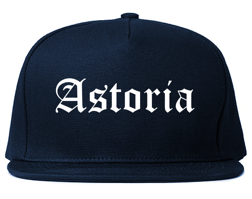 Astoria Oregon OR Old English Mens Snapback Hat Navy Blue