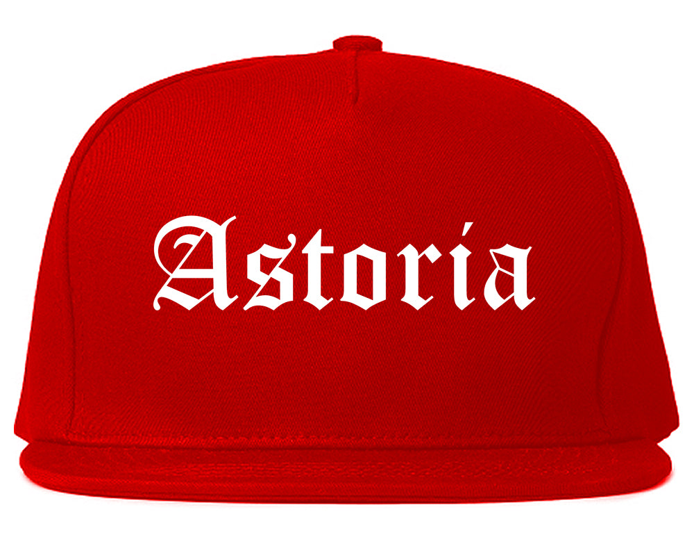 Astoria Oregon OR Old English Mens Snapback Hat Red