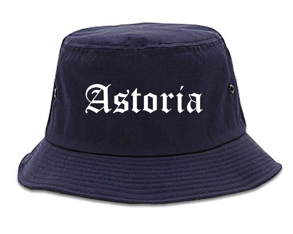 Astoria Oregon OR Old English Mens Bucket Hat Navy Blue