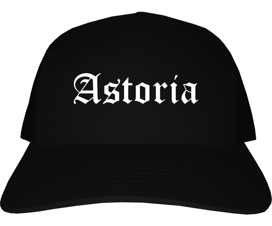 Astoria Oregon OR Old English Mens Trucker Hat Cap Black