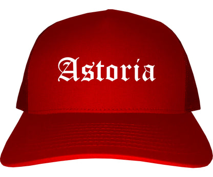 Astoria Oregon OR Old English Mens Trucker Hat Cap Red