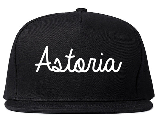 Astoria Oregon OR Script Mens Snapback Hat Black