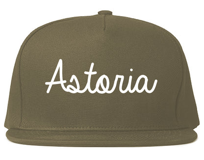 Astoria Oregon OR Script Mens Snapback Hat Grey
