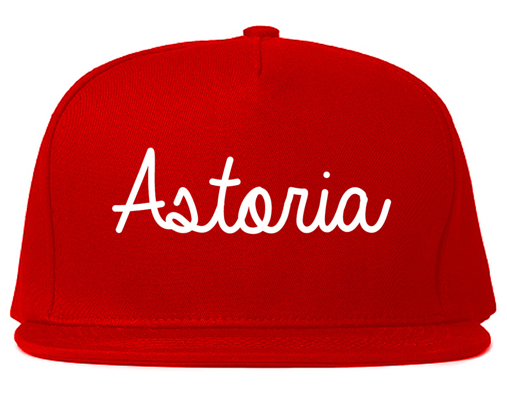 Astoria Oregon OR Script Mens Snapback Hat Red