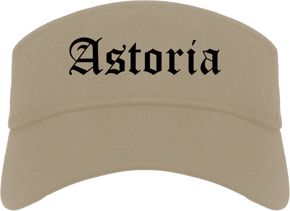 Astoria Oregon OR Old English Mens Visor Cap Hat Khaki