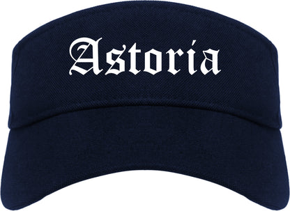 Astoria Oregon OR Old English Mens Visor Cap Hat Navy Blue