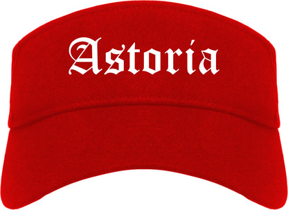 Astoria Oregon OR Old English Mens Visor Cap Hat Red