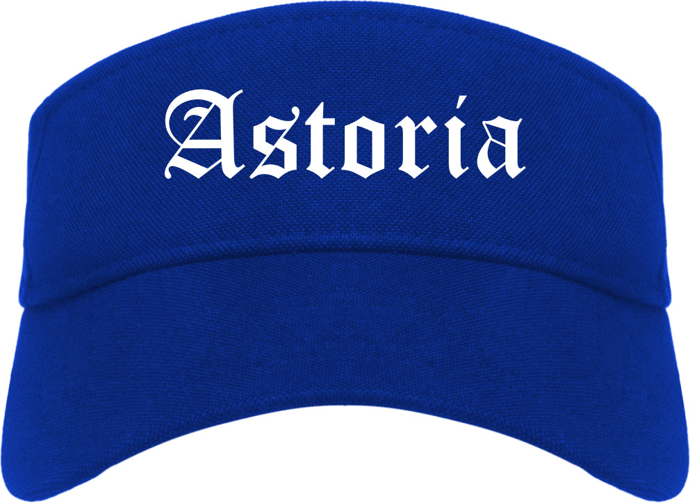 Astoria Oregon OR Old English Mens Visor Cap Hat Royal Blue