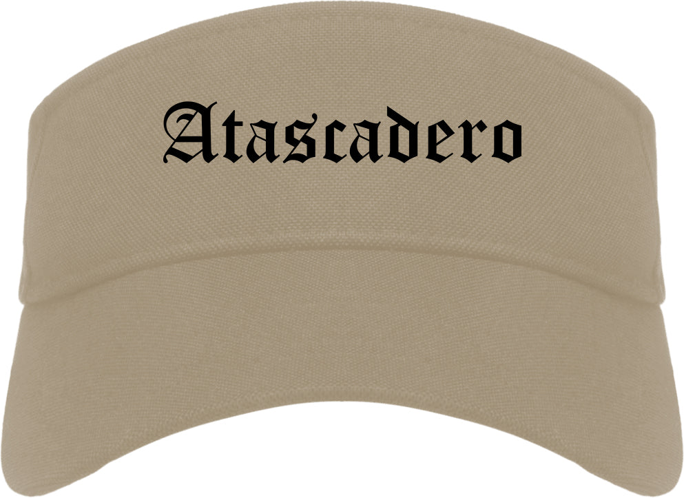 Atascadero California CA Old English Mens Visor Cap Hat Khaki