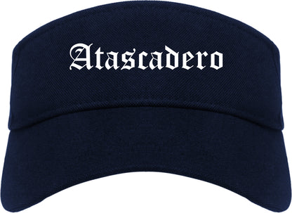 Atascadero California CA Old English Mens Visor Cap Hat Navy Blue