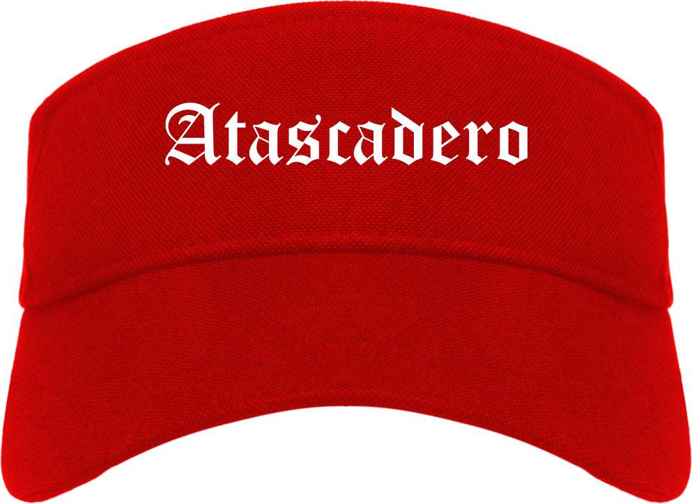 Atascadero California CA Old English Mens Visor Cap Hat Red