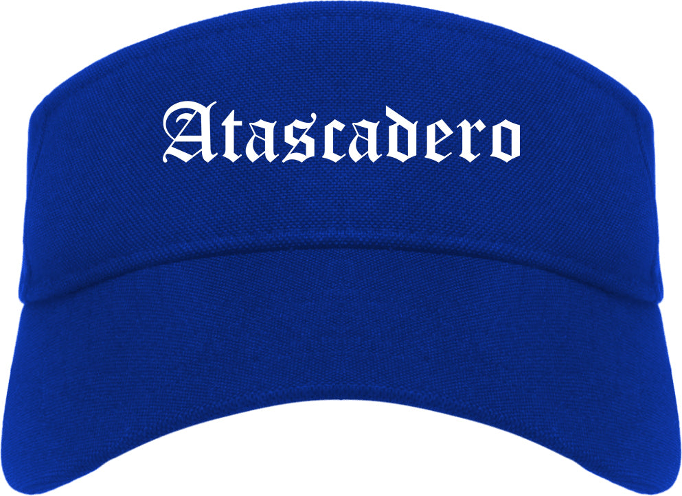 Atascadero California CA Old English Mens Visor Cap Hat Royal Blue