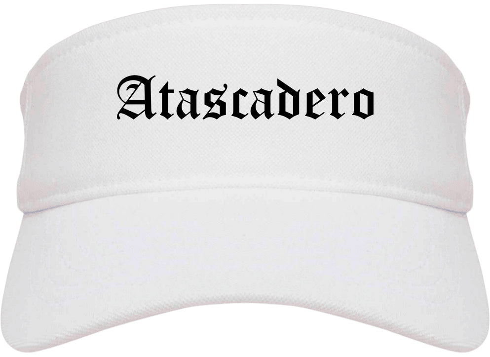 Atascadero California CA Old English Mens Visor Cap Hat White