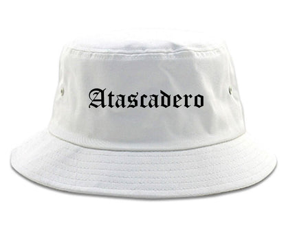 Atascadero California CA Old English Mens Bucket Hat White