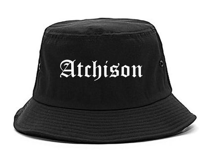 Atchison Kansas KS Old English Mens Bucket Hat Black
