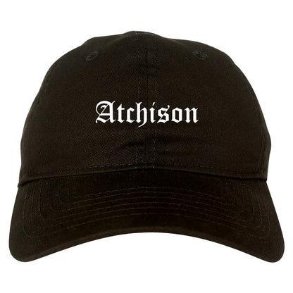 Atchison Kansas KS Old English Mens Dad Hat Baseball Cap Black