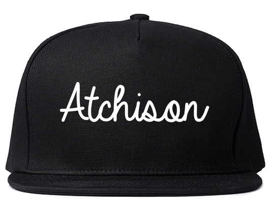 Atchison Kansas KS Script Mens Snapback Hat Black