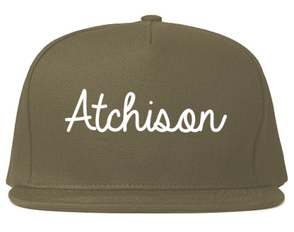 Atchison Kansas KS Script Mens Snapback Hat Grey