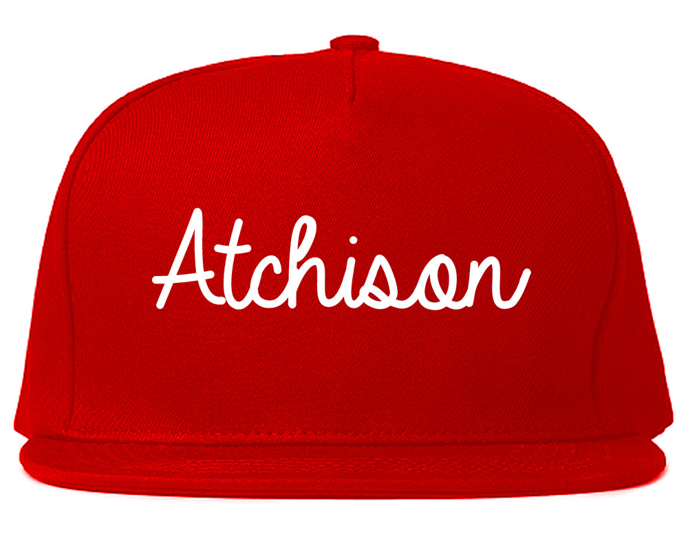 Atchison Kansas KS Script Mens Snapback Hat Red