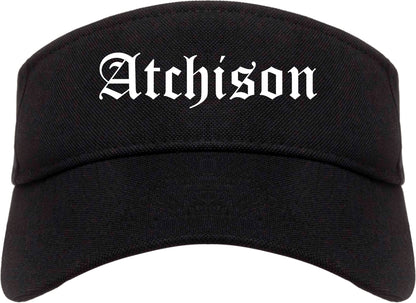 Atchison Kansas KS Old English Mens Visor Cap Hat Black