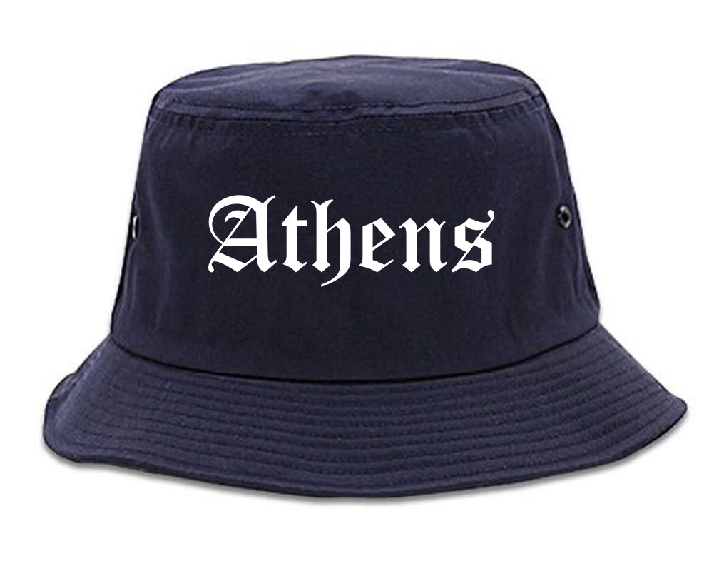 Athens Alabama AL Old English Mens Bucket Hat Navy Blue
